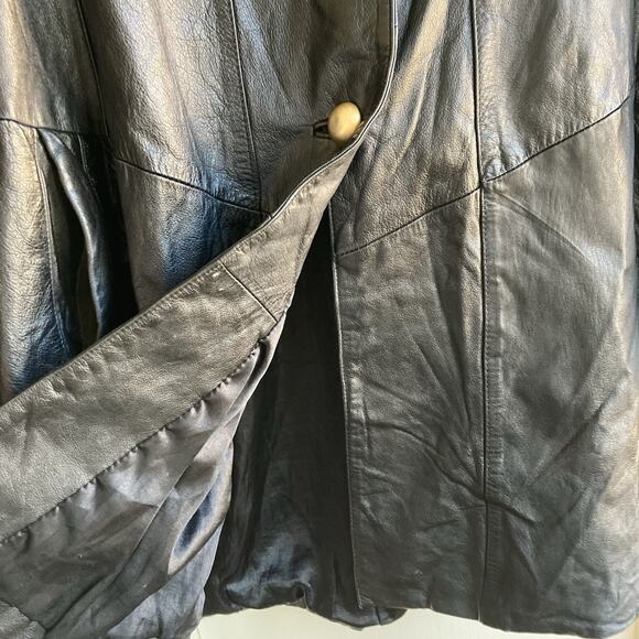 WILSONS Vintage Leather Black Jacket Gold Buttons Size M - Picture 9 of 16